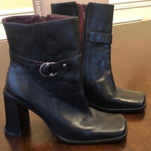 Massimo Black Heeled Leather Boots